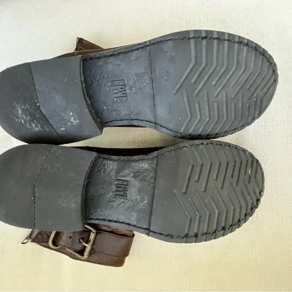 Frye Veronica Brown Leather Ankle Booties with Vintage Style - Picture 6 of 8